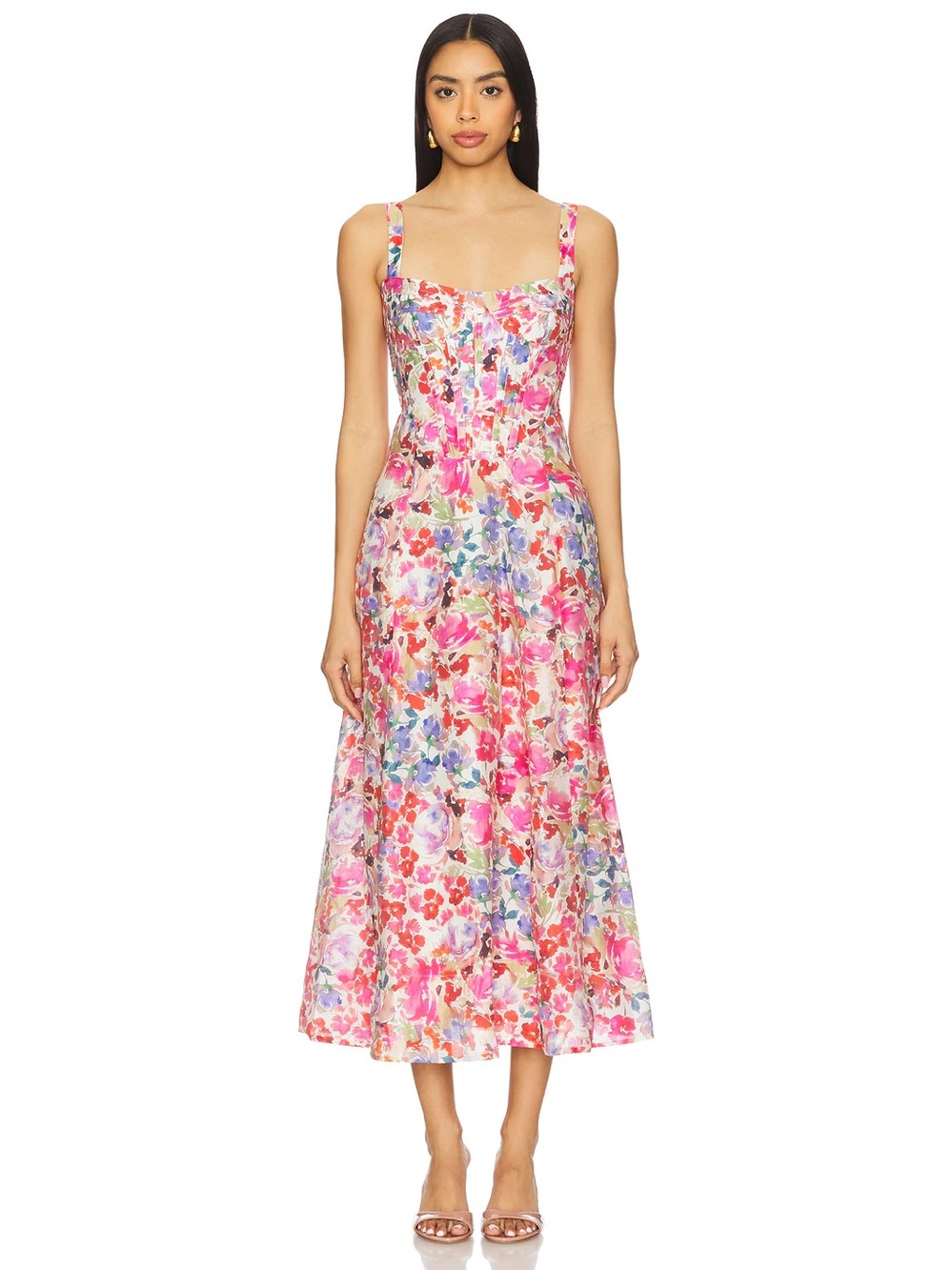 Bardot Lilah Sleeveless Corset A Line Midi Floral Sundress Size 10